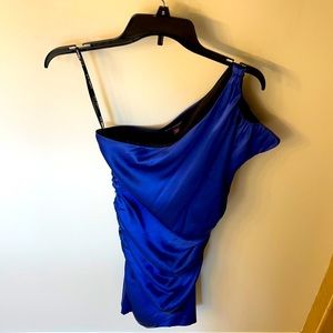 Betsey Johnson Asymmetric Ruched Silk Dress